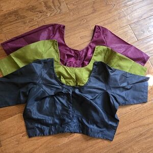 Choice Of 2 Colors Black & Olive Green Size 36 Blouses For Sarees